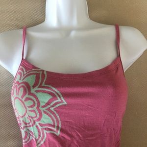 Pink tank top with Hawaiian flowers